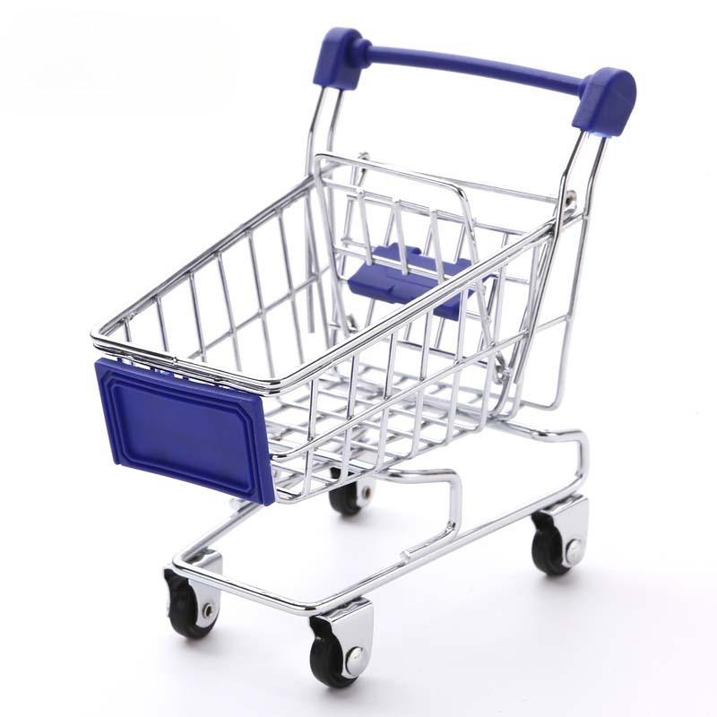 1:48 Mini Supermarket Shopping Trolley Cart Desktop Model Children's Toys Home Decoration Miniature