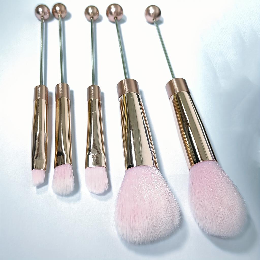 5pcs Beadable Makeup Brushes Unique Brushes Silicone Beads DIY Makeup Cosmetic Brushes Beaded Brushes Kit For DIY