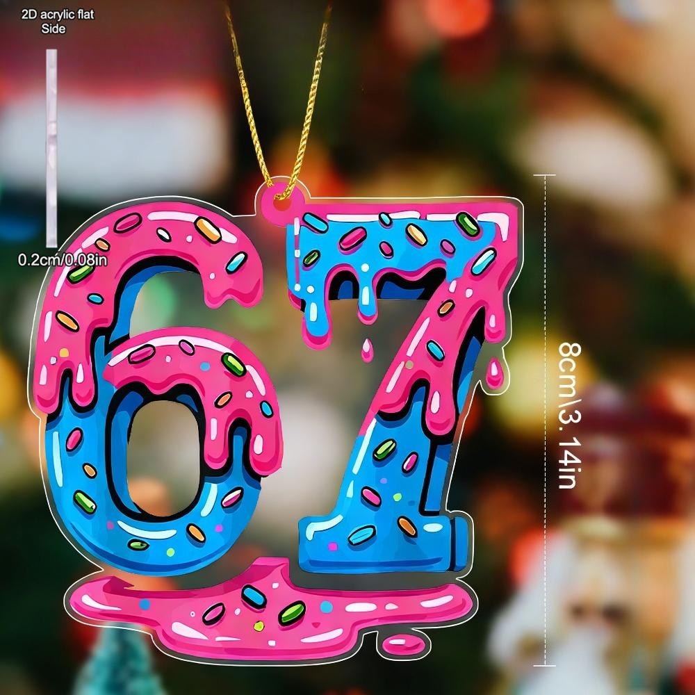 Valentine's Day 67 Number Hanging Ornament, Couples Gift, Decor - No Electricity Needed, Romantic Decorative Piece with 67 Shape, Nurseries, Vintage H