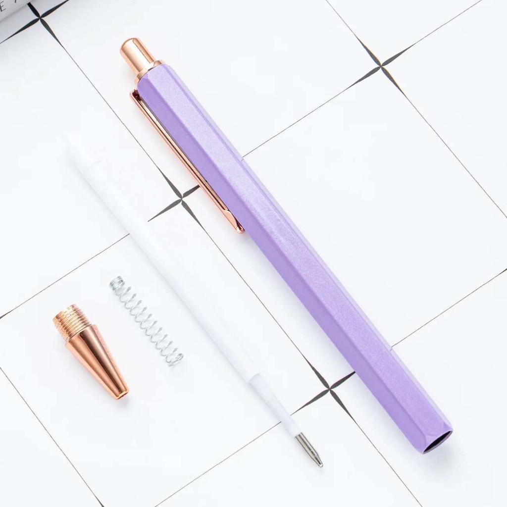 1 Piece Creative Ballpoint Hexagon Metal press Pen Stationery School Office Supplies