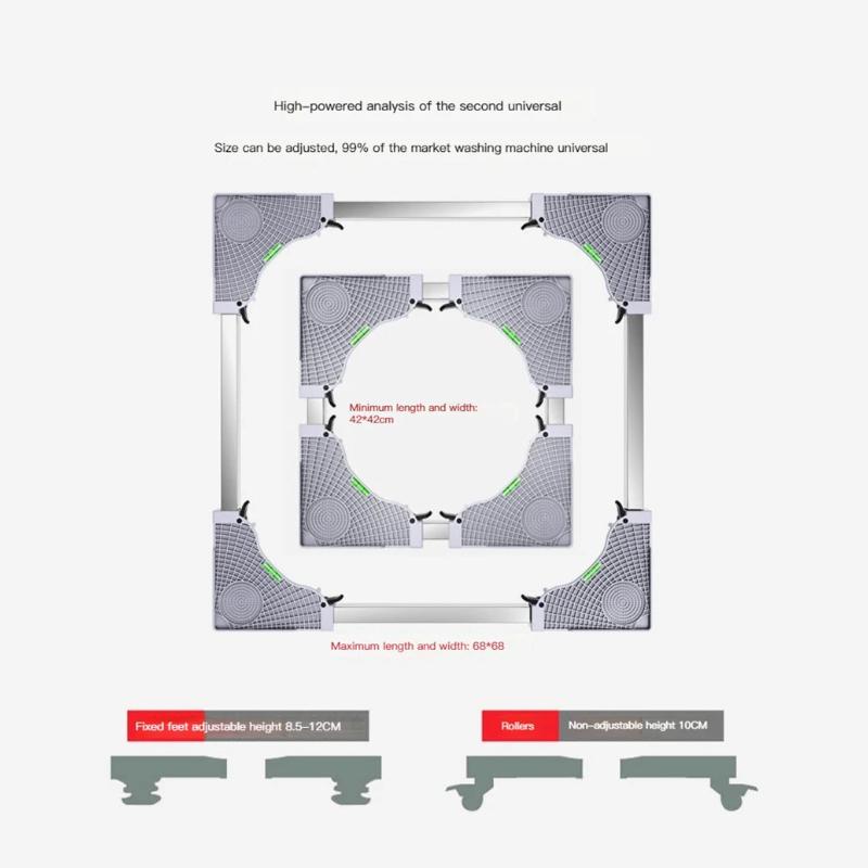 Universal Base Washing Machine Stand Lifting Fridge Base Multi-functional Adjustable Base for Dryer Refrigerator Washing Machine