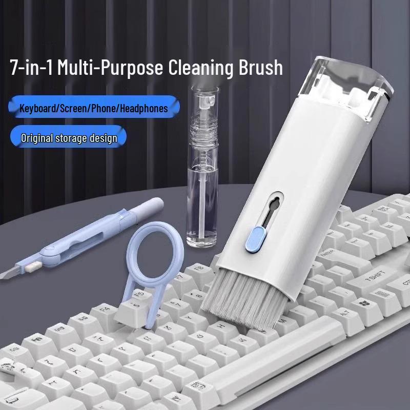 

7-in-1 Multifunctional Screen and Keyboard Cleaning Brush with Bluetooth Earphone Set небесно-голубой