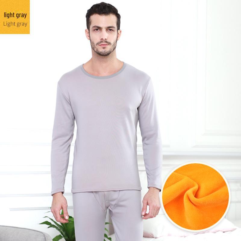 Men's Plus Size Velvet Thermal Underwear Set - Thickened for Autumn Warmth