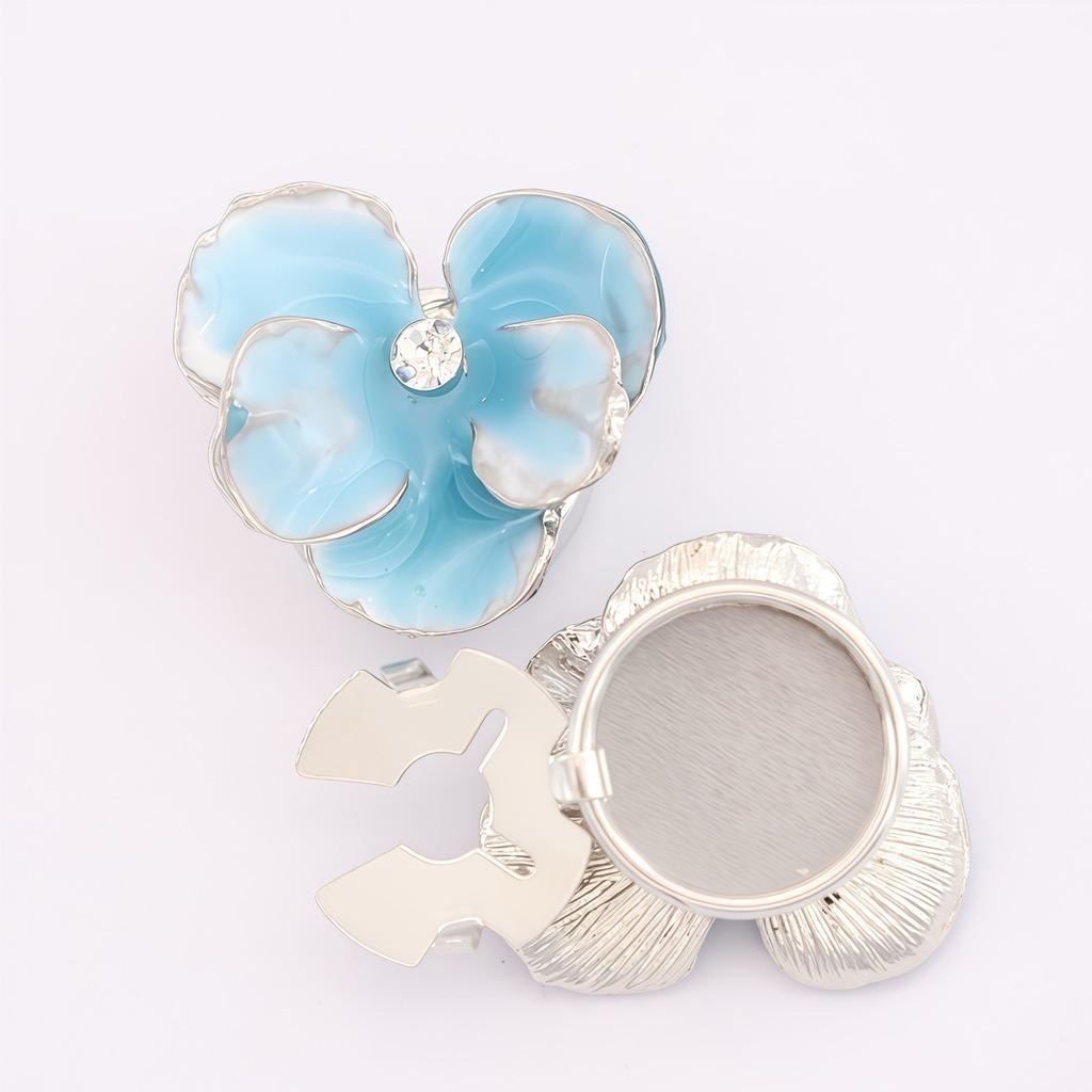 

Alloy Shirt Cuff Buttons No-Sew Enamel Rhinestone Cufflinks Flower Cufflinks Translucent 3d Flower Cufflinks For Wedding Office светло-синий