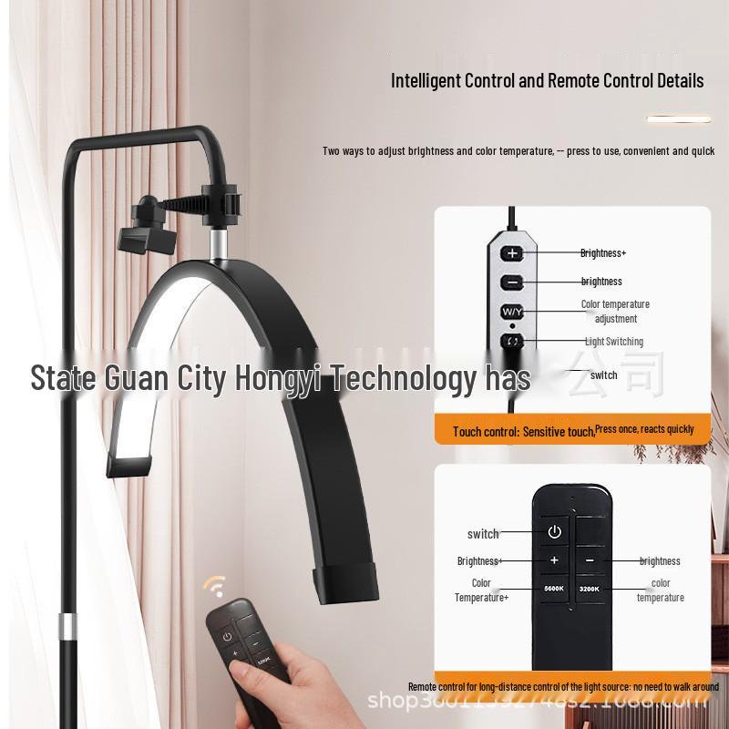 24" LED Half-Moon Beauty Light - Microblading, Manicure, Tattoo, Eyebrow, Eyelash Floor Lamp