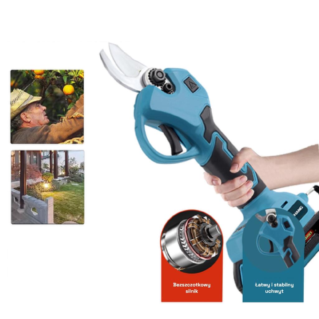 Brushless Electric Pruner HARDEX 30mm 500W 2 Speeds for Shrub Branches 2 X 4.0Ah Batteries
