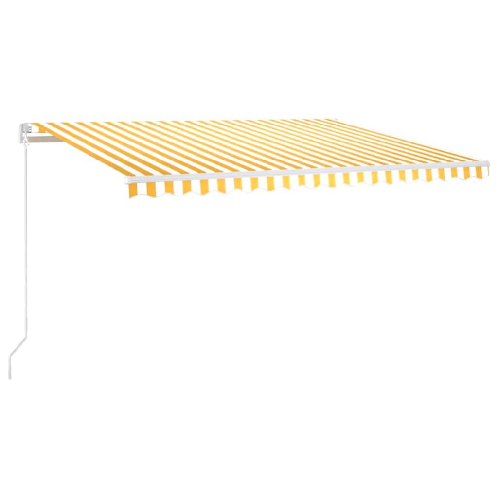 Manual Retractable Awning with LED Lights 400x300 cm Yellow and White