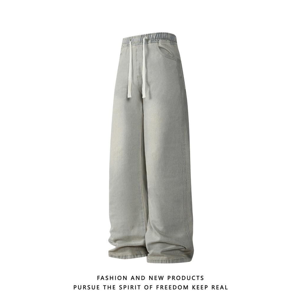 Micro-boot Jeans for Men 2025 New Autumn Retro Washed Pants Hong Kong Style Loose Straight Workwear Casual Pants
