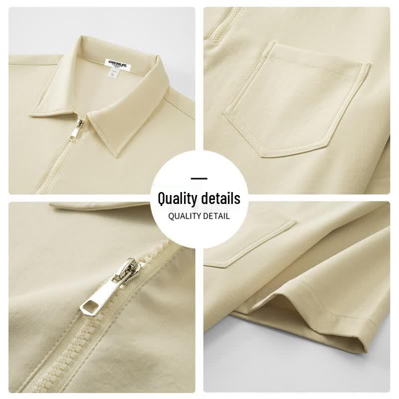 Men's Ice Silk Half-Zip Polo Shirt