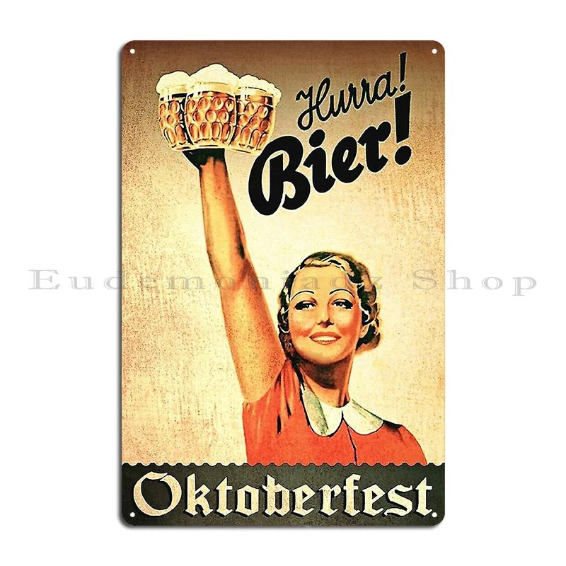 Vintage Hurra Bier Sticker German Beer Purity Law Reinheitsgebot Metal Mural Painting Club Bar Design Wall Mural Tin Sign Poster
