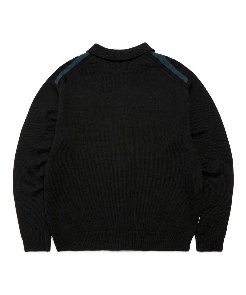 Mark Gonzales Angel Stripe Polo Knit Cardigan - Black
