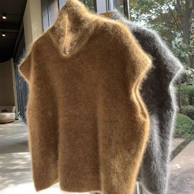 Vest for Women Sleeveless Sweater Tops Knitted Solid Color Sweater Vest Oversize Loose Versatile Casual Sleeveless Coat Vest Top