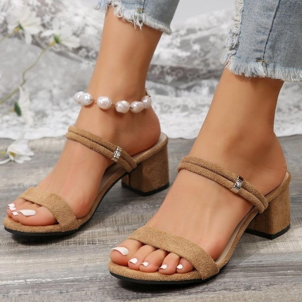 New Women Sandals Chunky Heels Slides Summer Sandal Elegant  Shoes Women Slipper Big Size 34-42 Summer Sandal Women