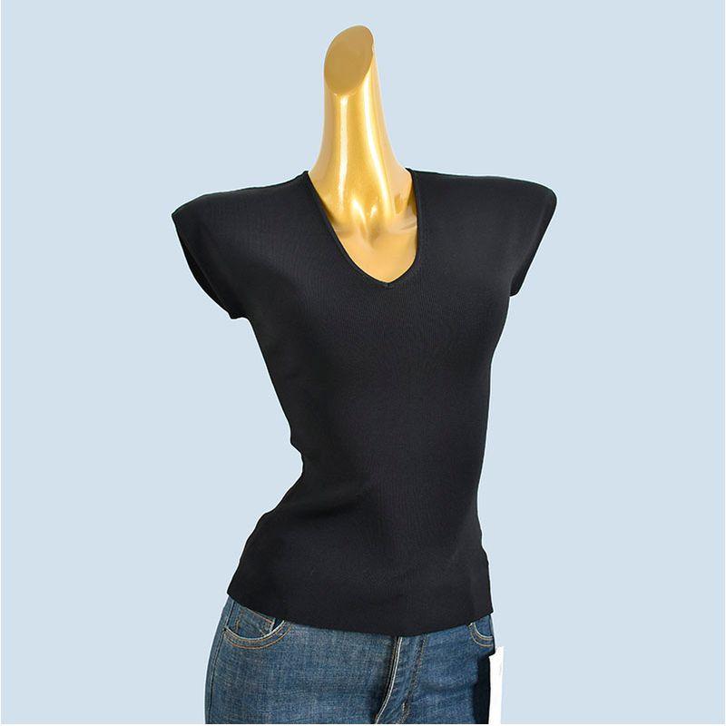 Simple and Versatile ~ Good Quality Slimming Slim fit Qu Zhu V-neck Temperament Knit Summer Short sleeve T-shirt Top Women