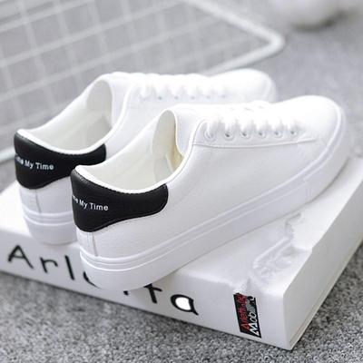 Sneakers da donna alla moda, traspiranti, scarpe vulcanizzate, in pelle PU, con plateau, casual, bianche