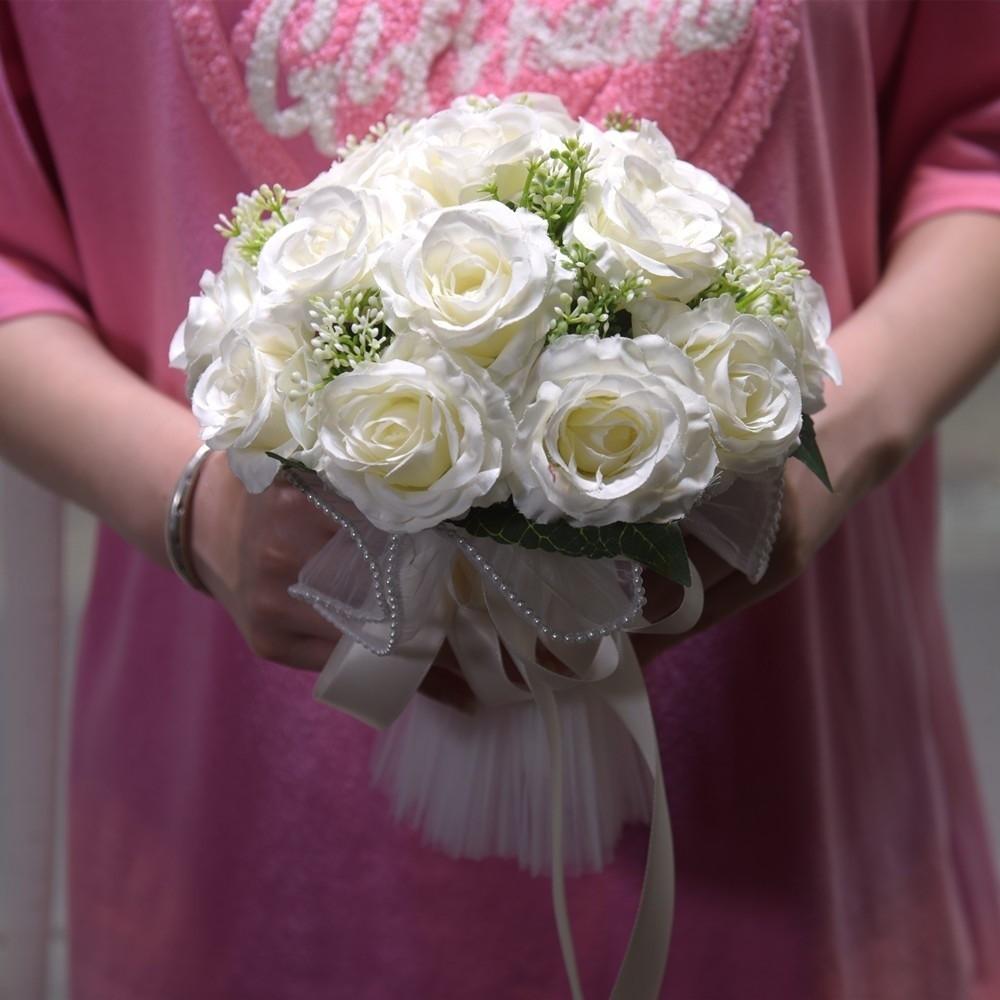 Artificial Silk Flowers Romantic Wedding Bouquets Exquisite White Rose Bouquet Valentine's Day