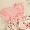 Baby Girl Summer Jumpsuit 3 6 12 18 Months Floral Print Lace Patchwork Romper Dress and Headband Set Cute Fashion Clothes Outfits