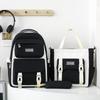 School bag large capacity lightweight junior high school student school bag women's new high value three-piece set backpack contrasting color