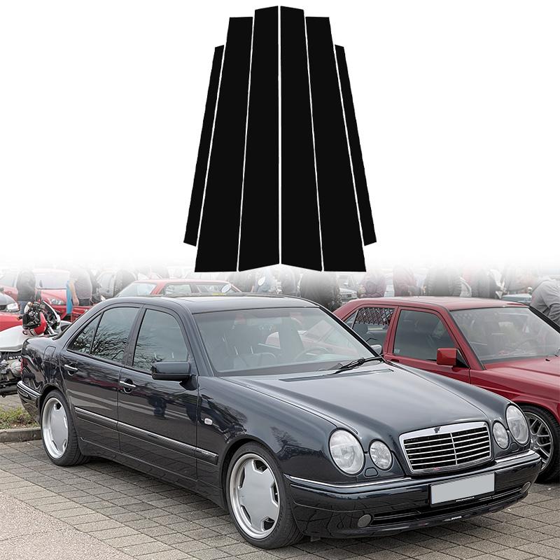 Car Window Door Column B C Pillar Post Trim Cover Glossy Black PC Stickers Accessories Fit for Mercedes Benz E-Class W210 1996-2002 6pcs