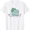Pokémon Bulbasaur Standing in Flower Garden Retro Sketch T-Shirt S-4XL Unisex