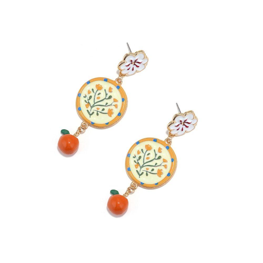 Painting Enamel Flower Dangle Earrings Creative Bohemian Dangle Earring  Party