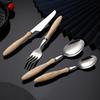4 Pcs Western Tableware Cutlery Set with Wooden Handles 304 Stainless Steel Knife Fork Spoon Set Japanese Dinnerware