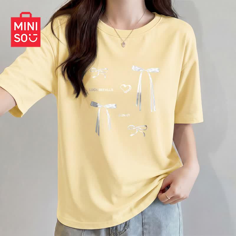 MINISO Women s Pure Cotton Loose-Fit Short Sleeve T-Shirt M