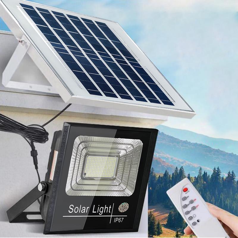 

2PCS Solar Flood Light Outdoor Remote Bright White Floodlights Waterproof Solar Power Security Light Auto On/Off Dusk to Dawn 1PC