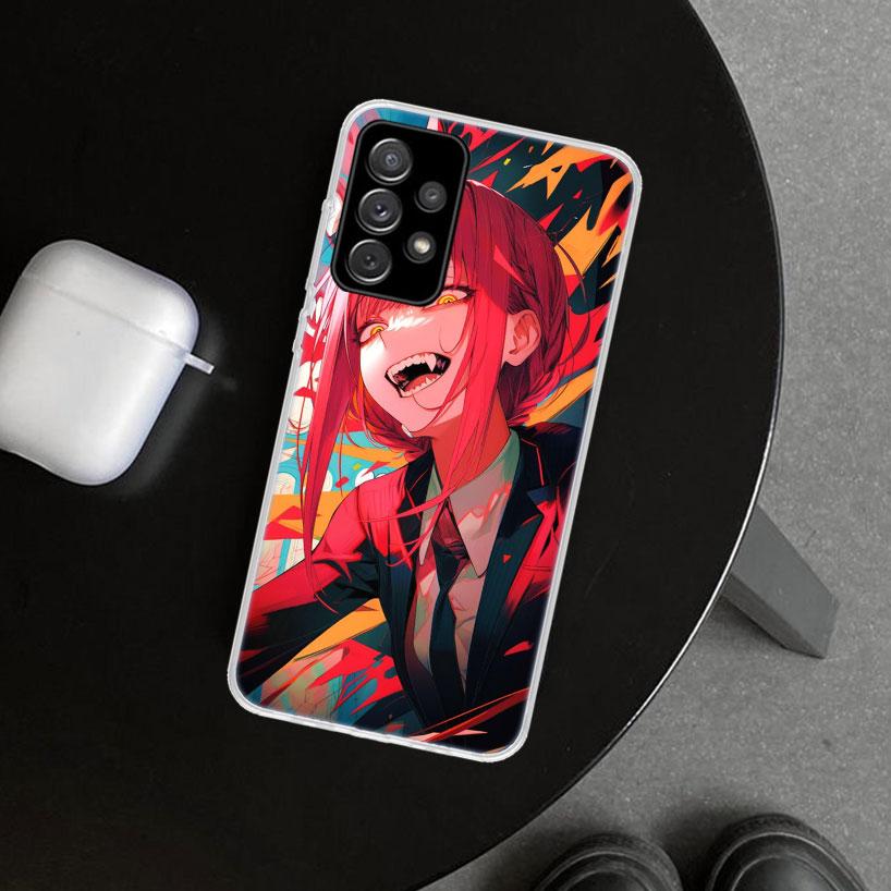 Chainsaw Mans Makima Phone Case Cover for Samsung Galaxy A12 A22 A32 A52 A72 A02S A51 A50S A31 A20S A10S Note 20 Ultra 10 Plus G