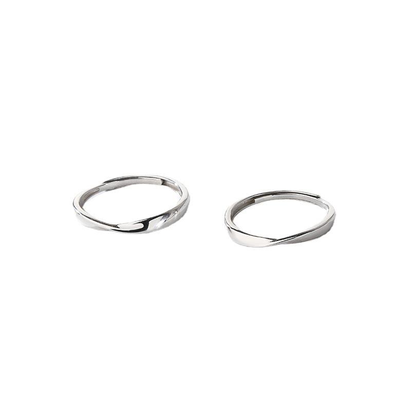 S925 Sterling Silver Möbius Strip Couple Rings: Unisex Open Design