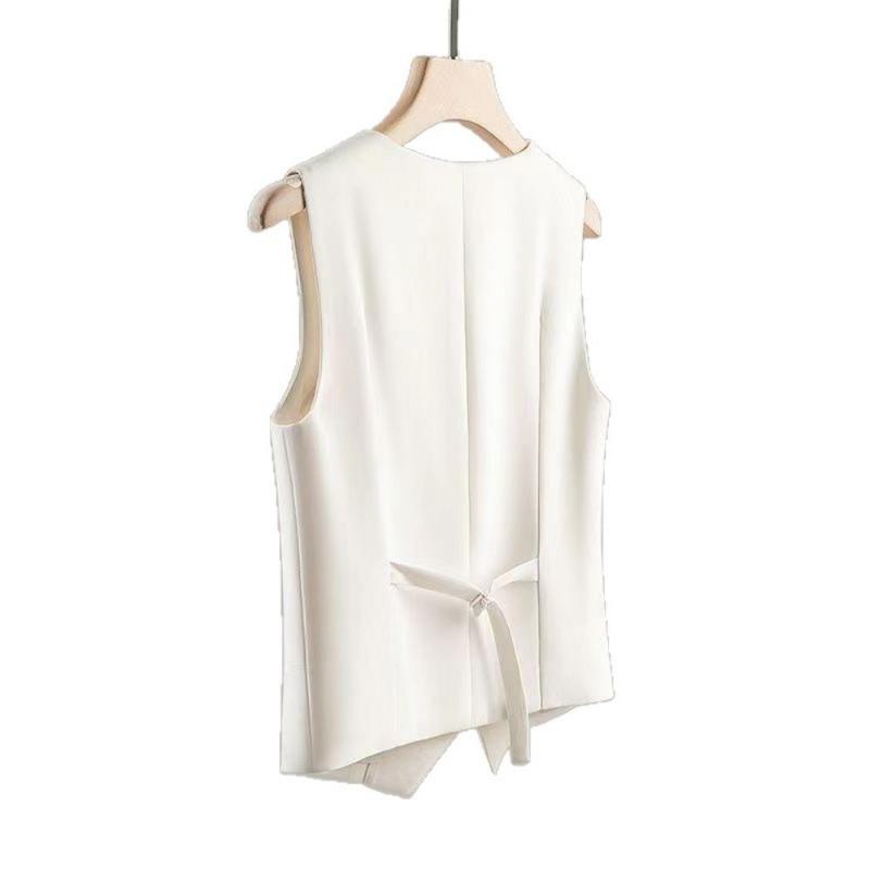 Chaleco sin mangas ajustado para mujer, estilo británico, temperamento, para ir al trabajo