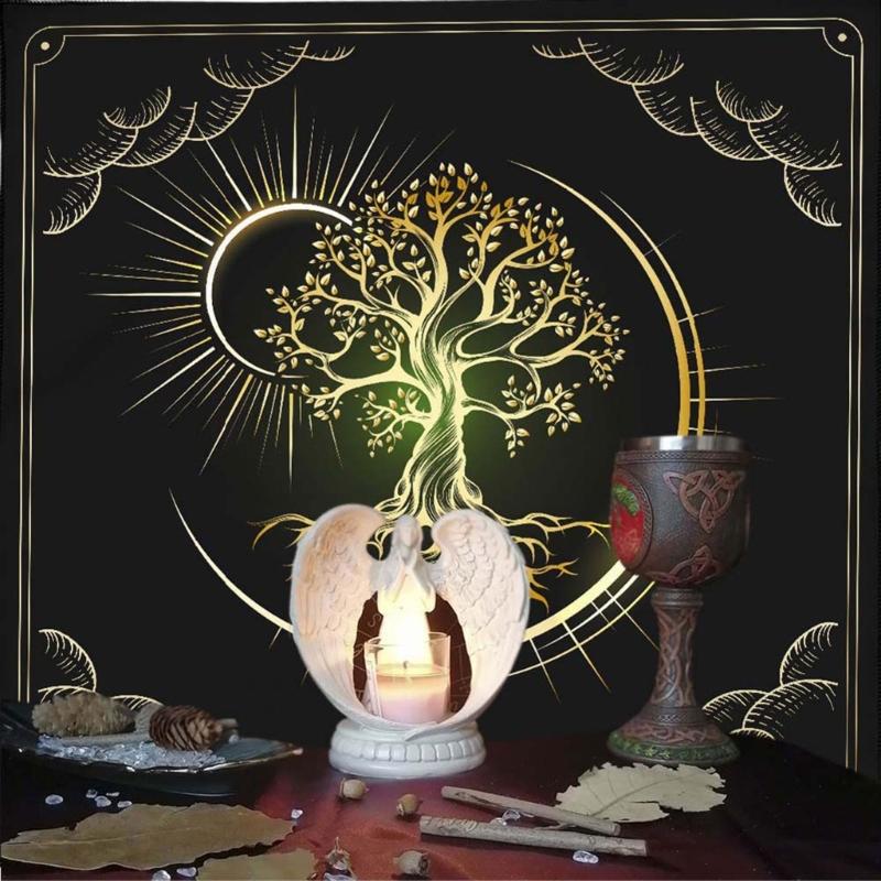 Tarots Card Tablecloth Altars Cloth Moon Sun Tree Astrologys Tablecloth Decors