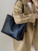 Classic Black Handbags for Women French Texture Soft PU One Shoulder Bags Casual Large Capacity Tote Bag 2026 New Trend