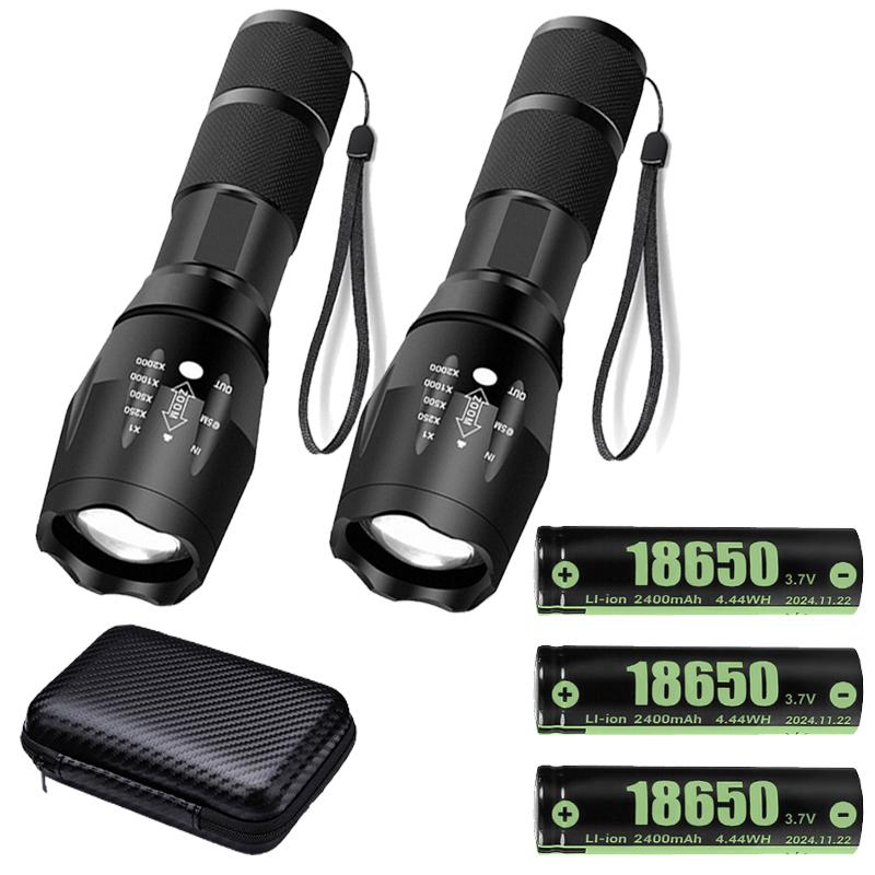 High Power LED Flashlight Rechargeable Tactical Flashlight Aluminum Alloy Telescopic Zoom Torch Lamp for Outdoor Camping Fishing