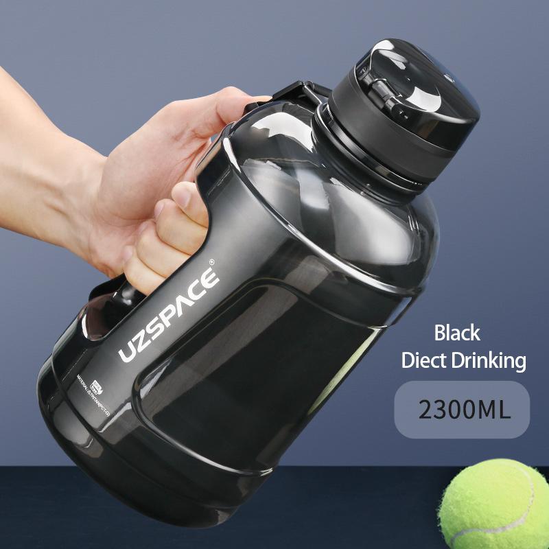UZSPACE 2.3L 2000ML Water Bottle with Straw Clear Large-capacity Plastic Drinking Bottle Gym Tool Jug Tritan BPA Free Sports