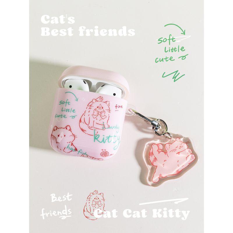 

Bluelife Original Graffiti Pink Cat Applicable AirPods Protective Case Apple Generation One Or Two Pro2 Earphone Case Lovely kitty Pink Graffiti Airpods 3 Generation
