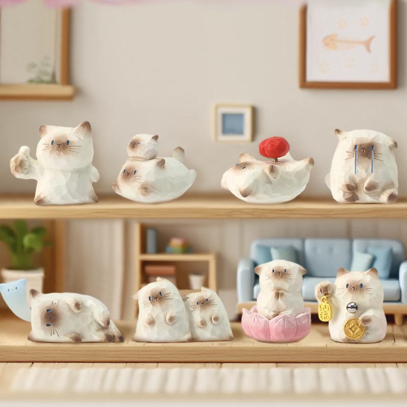 Creative Cute Cartoon Cat Emotion Blind Box Resin Desk Figurine Gift