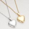 Stainless Steel Silver Gold Small Heart-shaped Lace Accessory That Can Open Heart-shaped Photo Frame or Box Necklace