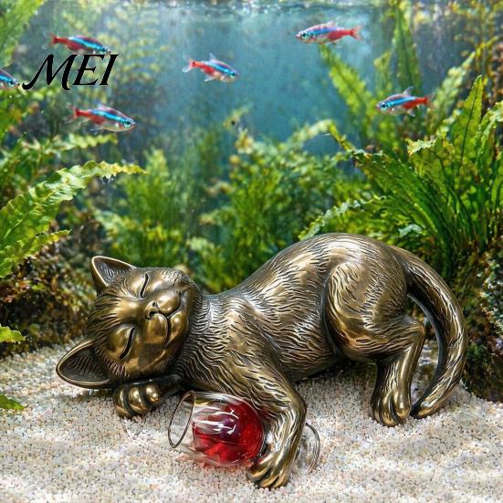 Waterproof Outdoor Cat Statue Drunk Kitten Resin Figurine Plant Pot Hanger, 3 Color Lazy Mini Statue, Small Animal Desk Accessories Cute Hanging