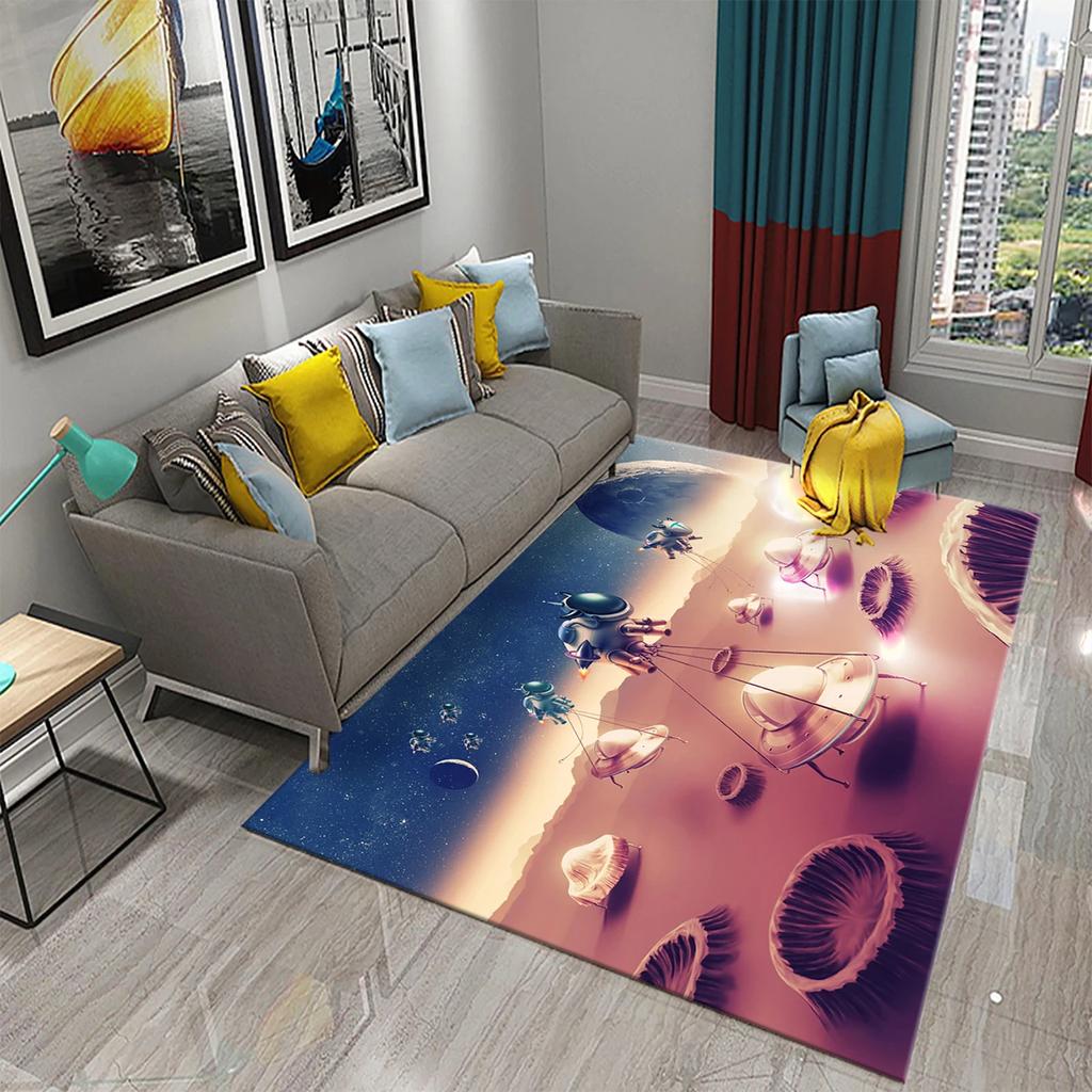 UFO Alien Carpet Mystery Science Fiction Theme Rugs for Bathroom Kitchen Floor Door Anti-Slip Mat Bedroom Entrance Decor Rugs