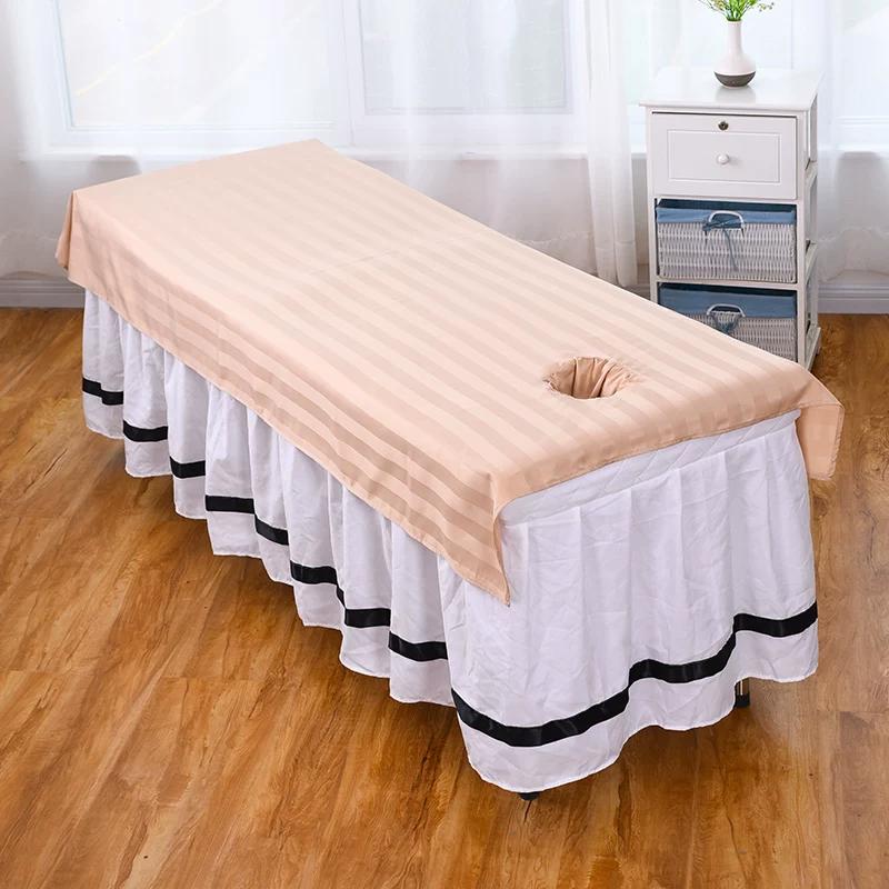 Silky Cotton Washable Wrinkle Resistant White Beauty Bed Sheet Beauty Salon Specific Single Piece Massage Bed Towel with Holes Easy To Dry Bedding