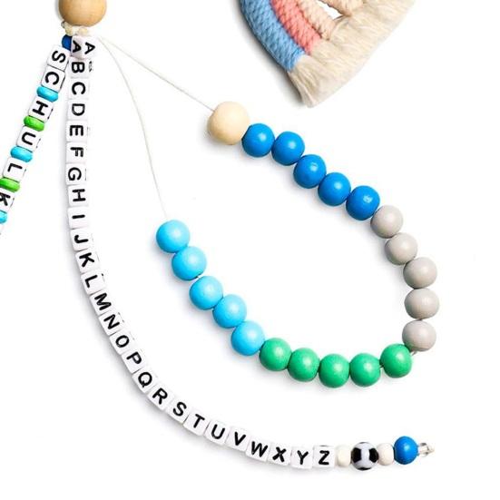 Rainbow Key Chain Keychain with 26 Letter Beads Colorful Beaded School Bag Charm Back to School Gift for Kids