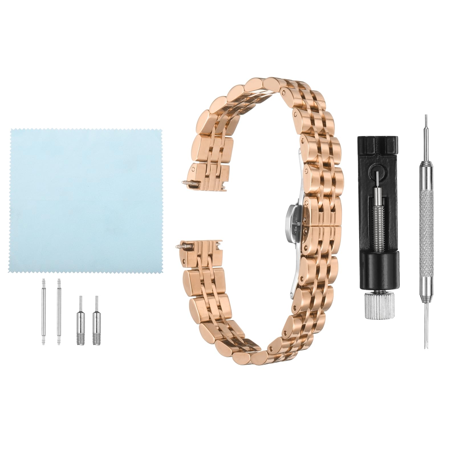 

[uxcell] Stainless Steel Mesh Watch Band 12mm Quick Release Metal Watch Strap Adjustable Folding Butterfly Clasp Replacement Band for Men and Women,