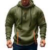 Sweat à capuche pour homme avec fermeture éclair et poche sur le bras, cardigan de sport décontracté pour homme, grande taille