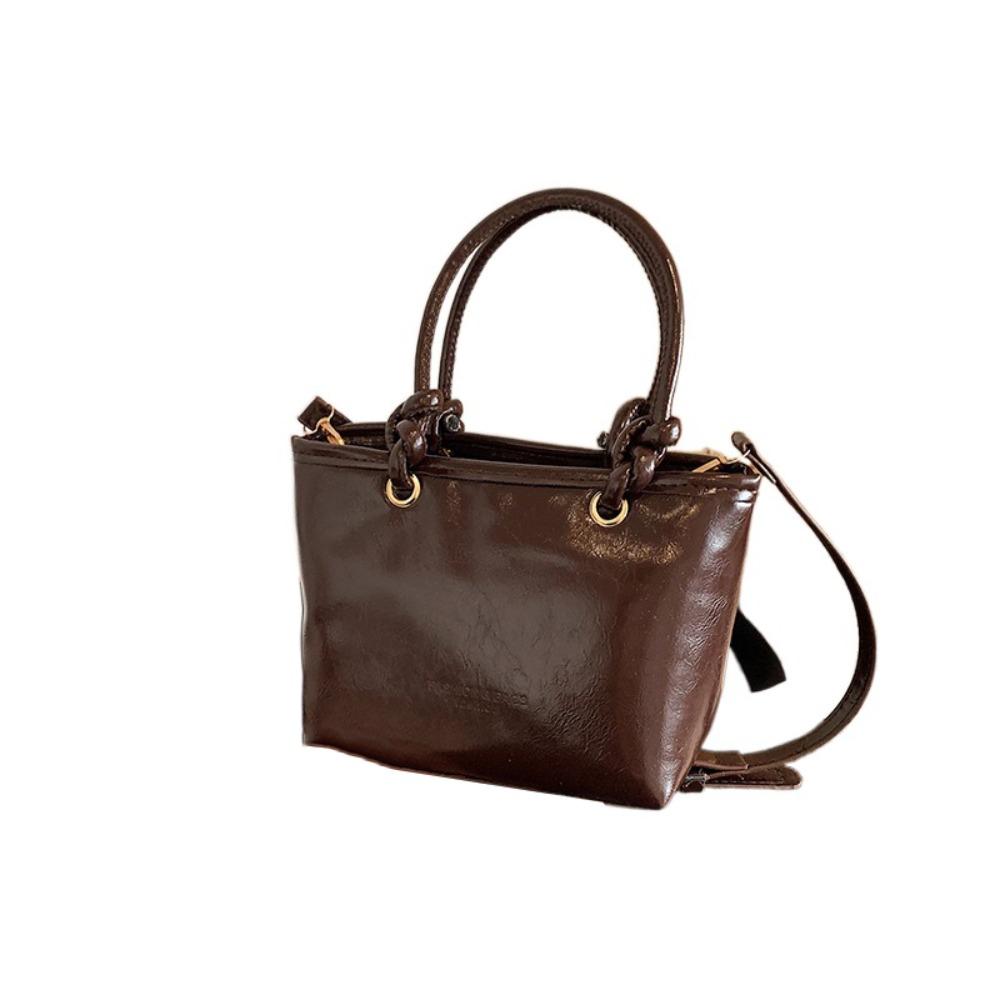 PU Leather Vintage Crossbody Bag Elegant Ladies Bucket Bag Minimalism Square Shoulder Bag  Girls