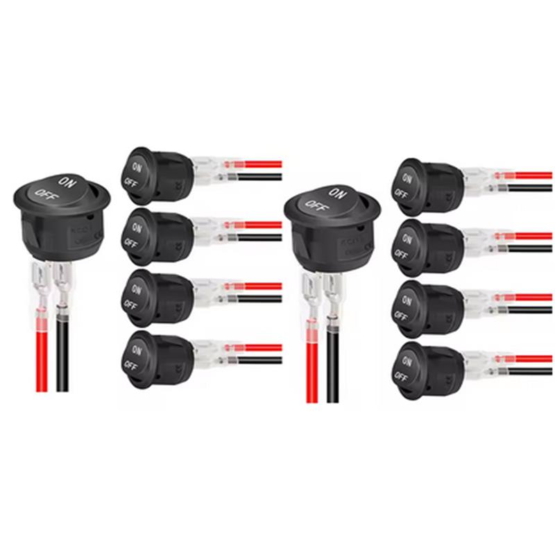 12V kulatý kolébkový spínač AC 6A/250V 10A/125V SPST 2kolíkový 2polohový kolébkový spínač pro auto člun Automotive RV Černý