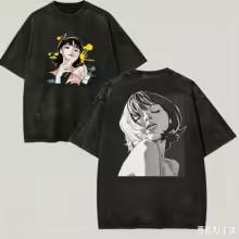 Vintage Washed Perfect Blue Anime Graphic T Shirt Soft Cotton Short Sleeve Oversized Loose Unisex Retro Movie Streetwear Tops 3