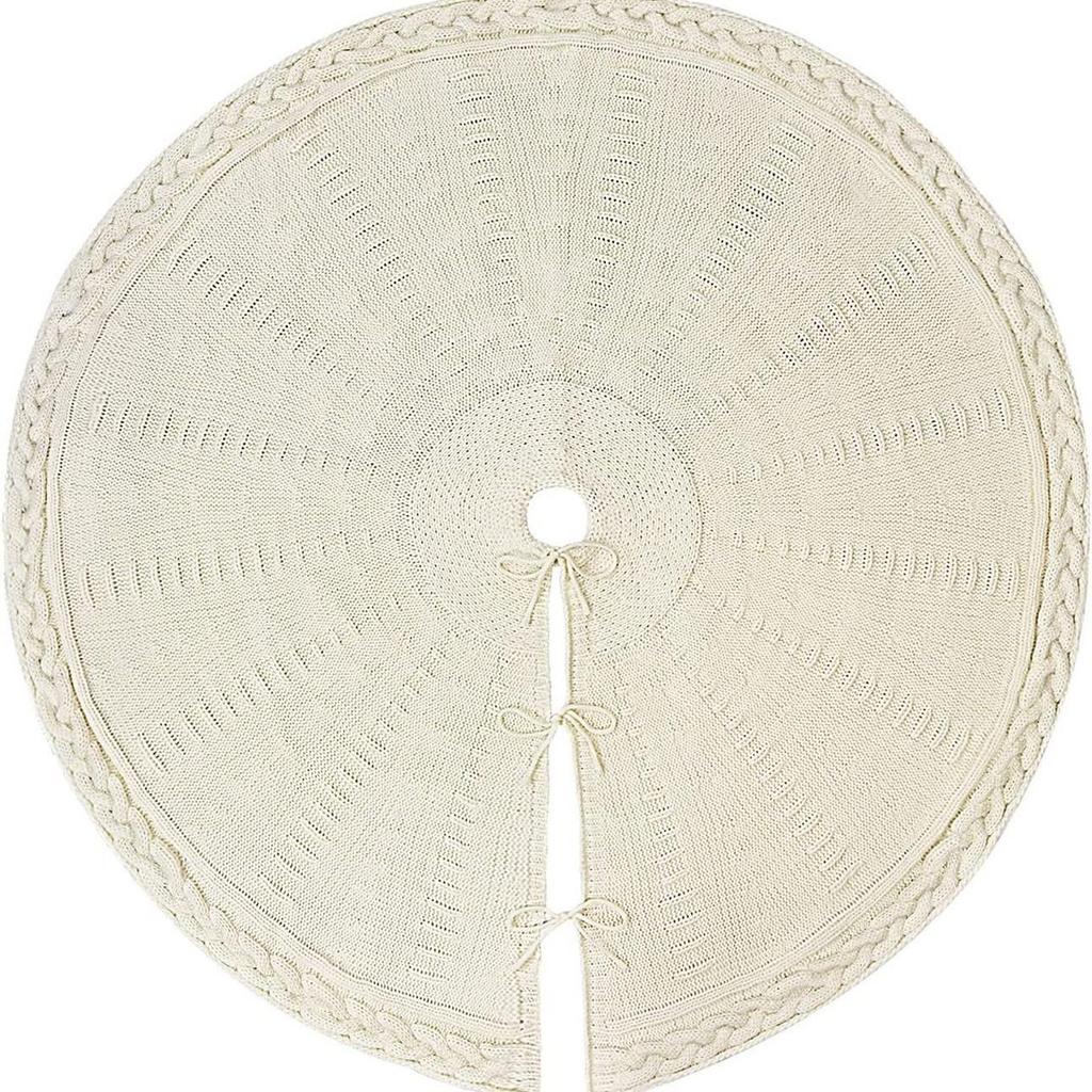 2025 Knitted Christmas Tree Skirt - Ornaments & Gifts Home Decoration