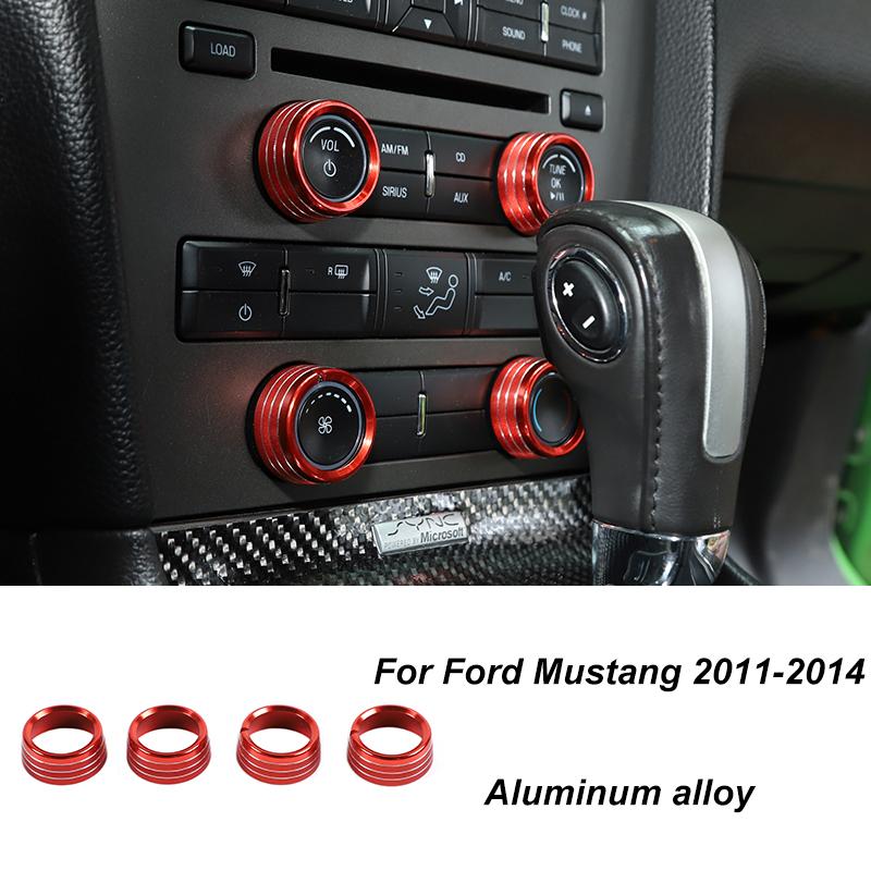 TESIN Car Red Interior Decoration Cover Stickers For Ford Mustang 2009 2010 2011 2012 2013 2014 Exterior Accessories Car