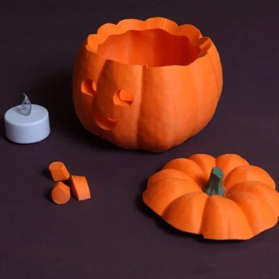 LED Kürbislicht Halloween Jack-O'-Lantern Flackerndes Teelicht im Inneren Oranger Kürbis für Kaminsims Herbstfest Dekoration